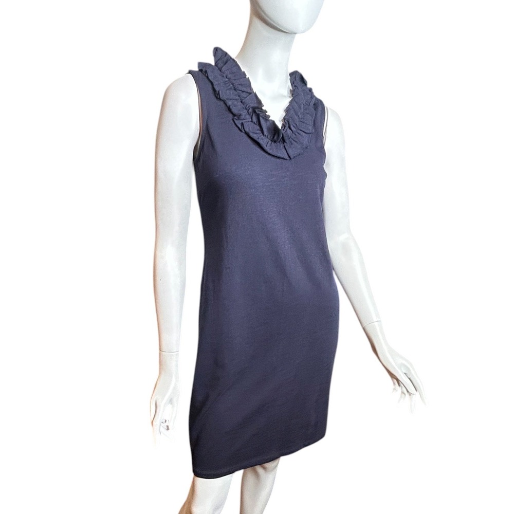 NWT Talbots Size SP Ruffle Neckline Cotton Dress Navy